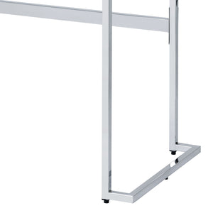 English Elm Tigress Sleek White Faux Marble Writing Desk with Chrome Frame, 2 Drawers & Smooth Metal Glides B2726P254136