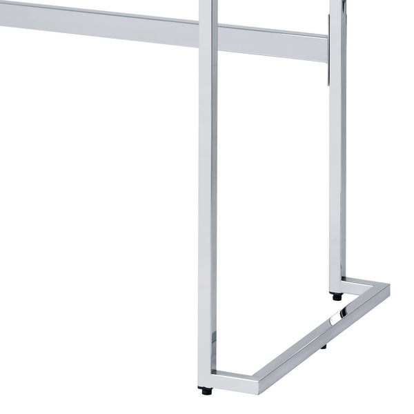 English Elm Tigress Sleek White Faux Marble Writing Desk with Chrome Frame, 2 Drawers & Smooth Metal Glides B2726P254136