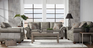 English Elm Leinster Faux Leather Upholstered Nailhead Sofa and Loveseat Set