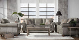 Leinster Gray Faux Leather Nailhead Sofa & Loveseat Set - Quality Upholstery & Accent Pillows