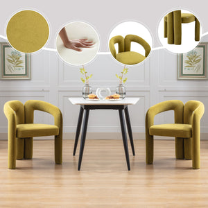 English Elm Contemporary Olive Velvet Dining Chair Set of 2 — Curved Barrel Design, Steel Frame, Plush Comfort W395103724