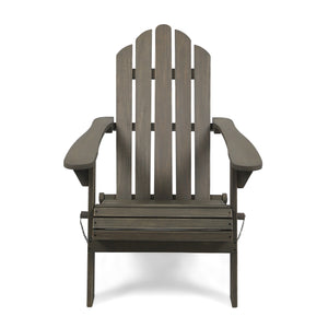 English Elm Christopher Knight Home® - HOLLYWOOD Acacia Wood Foldable Adirondack Chair for Patio & Poolside — Weather-Resistant, Classic Comfort Grey 39.25 L x 24.5 W x 7.75 H 62399.00GRY