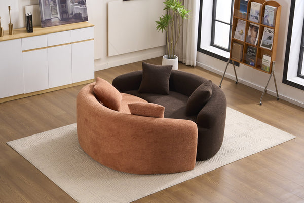 English Elm LY-042 Zen-Inspired S-Curved Dual-Depth Loveseat with Chenille Upholstery, Ready-to-Use Comfort Coral W2231P329722