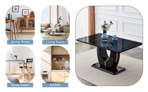 English Elm Modern modern simple luxury rectangular coffee table with sturdy base, easy-clean MDF, versatile use Black W1151S01395