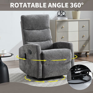 English Elm Heat Massage Rocker Swivel Recliner with 8 Vibrating Nodes Plush Fabric Lounge Chair W3224P322251