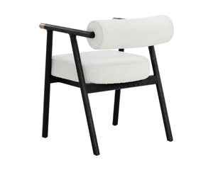 Sunpan Sova Dining Armchair - Mid-Century Modern Design with Solid Oak Frame & Stylish Brass Accents