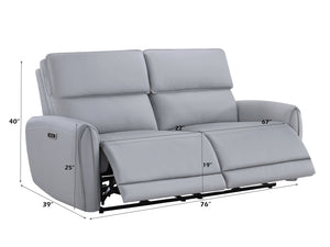 English Elm Jeromie Gray Faux Leather Power Reclining Sofa with USB/Type-C Ports, Pocket Coil, 67" Seat Width, 220 lb Capacity B2726P375952