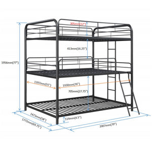 English Elm Furniture Triple Bunk Bed - Space-Saving Full-Size Metal Design In Sleek Black For Modern Living W311S00052