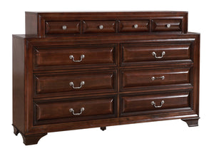 English Elm LaVita Solid Hardwood 10-Drawer Dresser with Jewelry Drawers, Durable Oak Finish, Spacious Storage Cappuccino 42 L x 69 W x 20 H B078108499