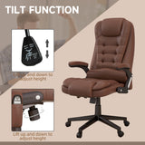 English Elm Homcom High Back Vibration Massage Office Chair With 6 Vibration Points, Heated Reclining Pu Leather Computer Chair With Armrest and Remote, Brown