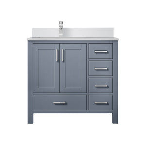 English Elm Dark Grey Bath Vanity With Cultured Marble Top & Faucet Set - Stylish Storage For Modern Bathrooms B2731P259035