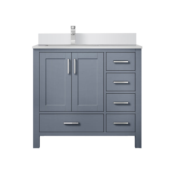English Elm Dark Grey Bath Vanity With Cultured Marble Top & Faucet Set - Stylish Storage For Modern Bathrooms B2731P259035