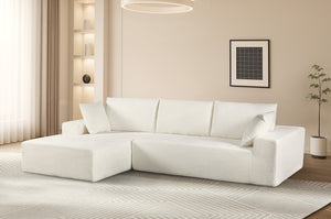 English Elm Cozyform Convertible Sectional Sofa In Ivory Corduroy - Plush, Space-Saving Sleeper For Modern Living B2735P359715