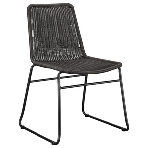 English Elm Dacy Brown Faux Rattan Metal Dining Side Chair Set of 2 — Textured Warm Finish, Sleek Metal Sled Base B062P344939