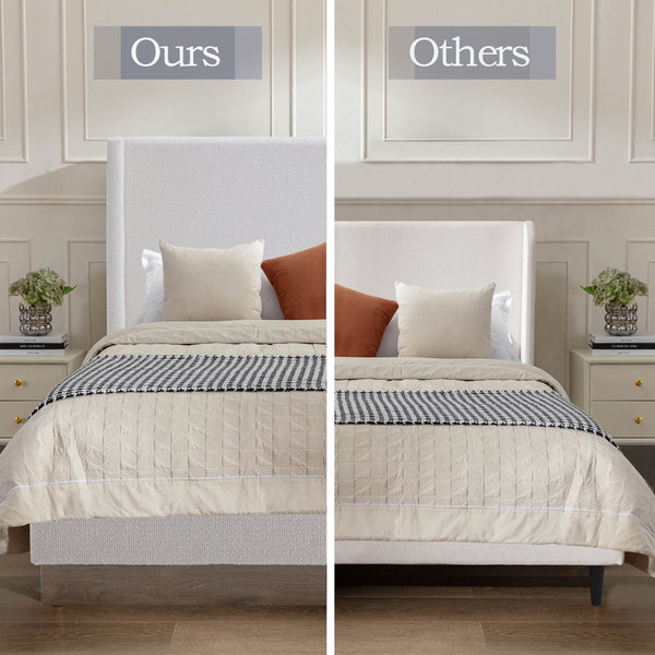 English Elm Hosford Upholstered Wingback Bed - Rustic Minimalist Queen Platform Bed With Cream Boucle Comfort B083P337910