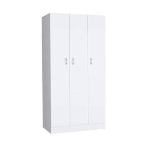 English Elm Ohio Armoire Wardrobe with 3 Doors, 2 Drawers & 4-Tier Shelves — Spacious Storage, Sturdy Handles, Organized Style White 74 L x 23 W x 2 H B070S00206
