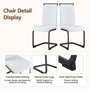 English Elm Table And Chair Set: Modern White Grain Dining Table With Storage & 8 Pu Chairs For Stylish Spaces W1151S04273-GIGA