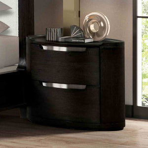 English Elm Modern Matte Two-drawer Nightstand with Dovetail Joints and Felt-lined Storage Black B2741P431069