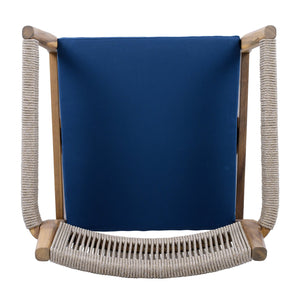 English Elm Christopher Knight Home® - Braided Acacia Wood Outdoor Dining Chairs Set Of 4 – Stylish Teak Finish With Navy Cushions & Rope N770P286668N004