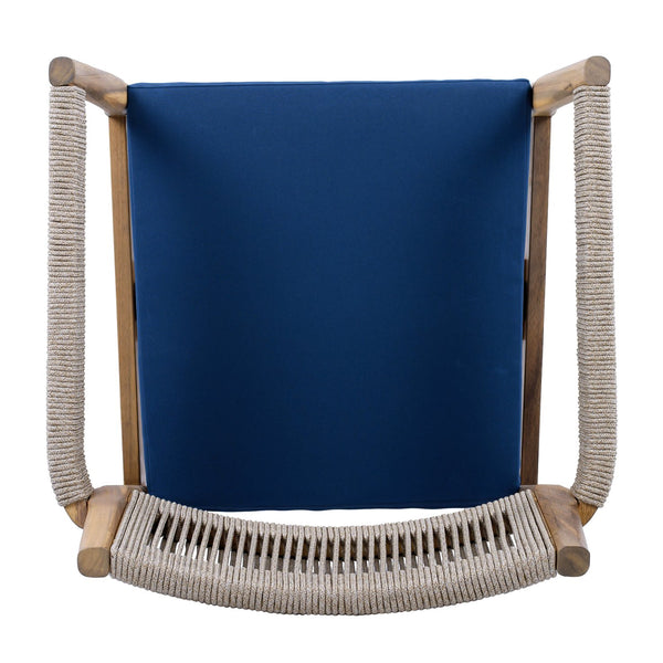 English Elm Christopher Knight Home® - Braided Acacia Wood Outdoor Dining Chairs Set Of 4 – Stylish Teak Finish With Navy Cushions & Rope N770P286668N004