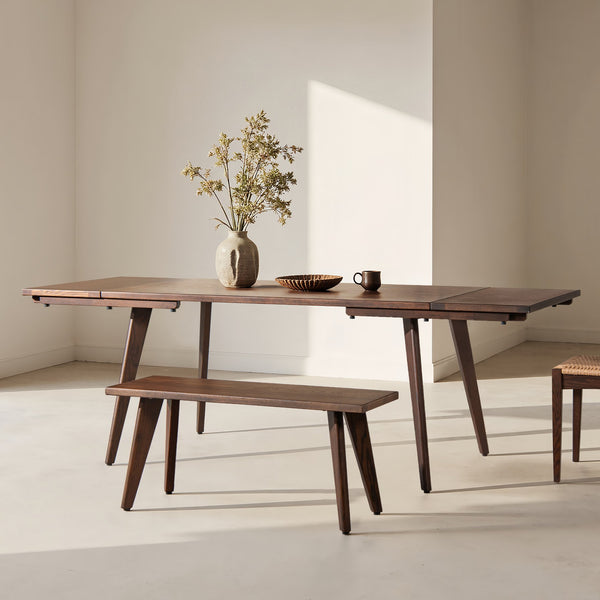 English Elm Jennifer Taylor Home - Capri Solid Red Oak Wood Bench 41.5" – Handcrafted Mid-Century Tapered Legs, Slim Space-Saving Seat Dark Brown B2719P395572