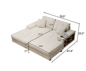 English Elm Convertible Oversized Corduroy Sofa Chair – Plush Modern Sleeper With Storage For Living Room Comfort W1793S00030