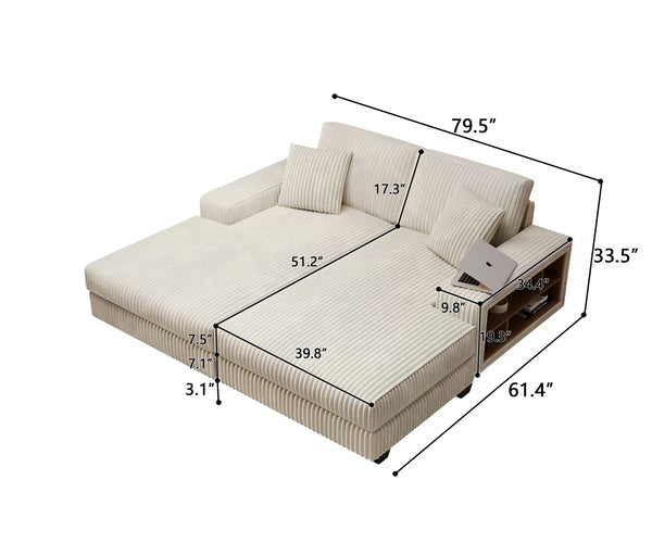 English Elm Convertible Oversized Corduroy Sofa Chair – Plush Modern Sleeper With Storage For Living Room Comfort W1793S00030