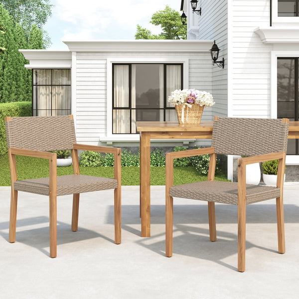 English Elm Christopher Knight Home® - Outdoor Dining Chairs Set of 2 with Acacia Wood Frame & PE Wicker, 400lb Capacity, Modern Patio Style N779P251251L