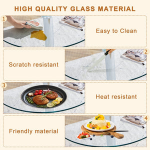 English Elm Table Set: 35" Round Transparent Glass Dining Table With 4 Black Pu Chairs & Silver Metal Legs W1151S03704-GIGA