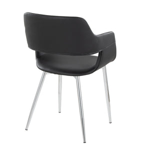 English Elm Margarite Contemporary Dining Chairs - Set Of 2, Sleek Chrome & Black Faux Leather Accent Seating B202S01273