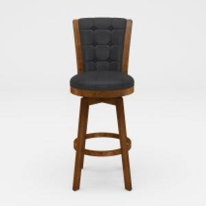 English Elm Core Swivel Counterstools Set of 2 Tufted Faux Leather Wood Frame Kitchen Seating B056P417048