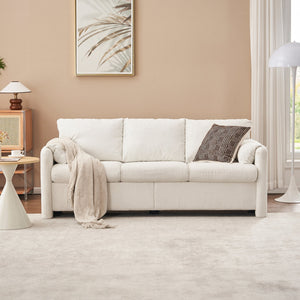 English Elm 004-Modern Plush 3-Seater Chenille Sofa 77" — Deep Seat, High-Density Foam, 750LB Capacity, Ivory White W2636P232362