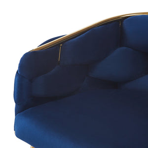English Elm Christopher Knight Home® - 28'' Velvet Counter Stools Set of 2 with Gold Iron Frame, Plush Back & Footrest for Kitchen Dark Blue N780P199861B
