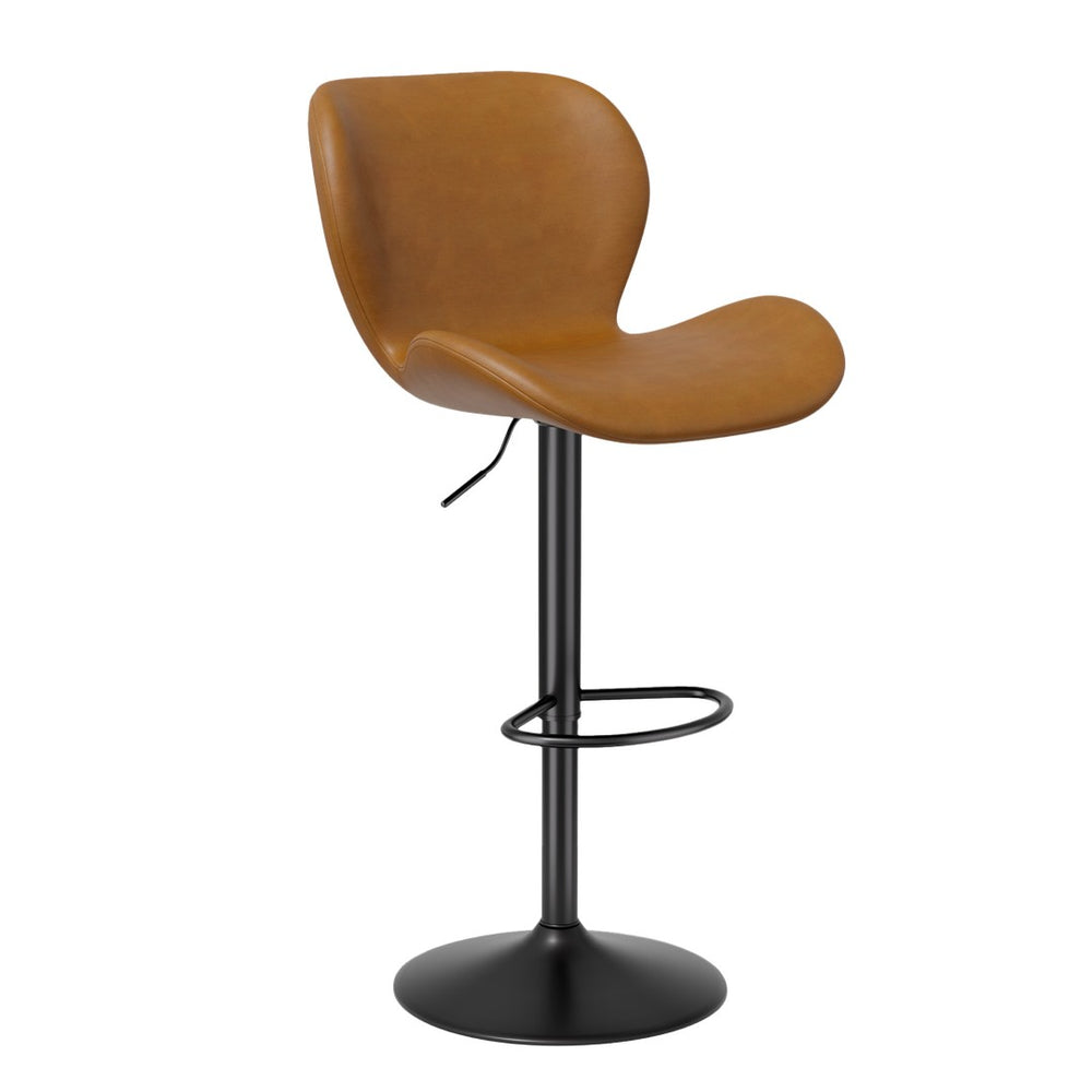 English Elm Swivel Bar Stools Set Of 2 - Adjustable Pu Leather Chairs With Back & Footrest For Comfort & Style T3950P396422-GIGA