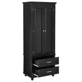 English Elm Tall Storage Cabinet With Two Drawers For Bathroom/Office, Black