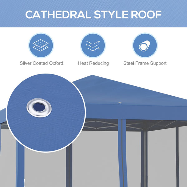 English Elm Outsunny 10' X 10' Instant Pop Up Canopy Tent With Bug Netting & Carry Bag For Outdoor Events, Blue W2225P174181-GIGA