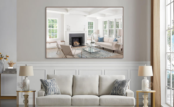 English Elm Oversized Aluminum Framed 72x48-Inch Full Length Mirror with Removable Tray and Dual Mounting Options Yellow+Coral W708P297638