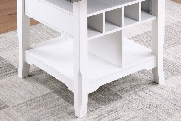 English Elm Dining Round-to-Square Counter Height Table with Built-In Lazy Susan, Wine Storage & Drop-Leaf Flexibility Antique White,Antique White+Gray,Gray 29 L x 28 W x 13 H B011S01876