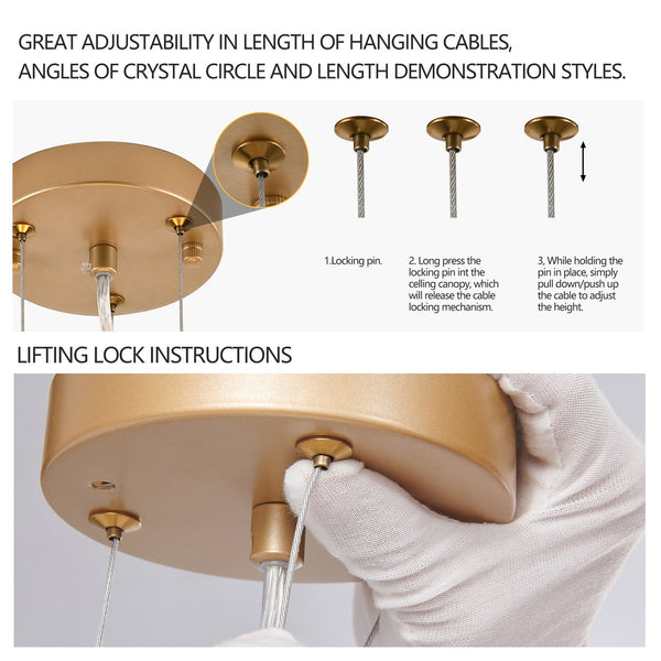 English Elm 24-inch Modern Golden Pendant Light with Crystal Cascade, 8-G9 Sconce Fixture for Living Room Elegance W2312P374973