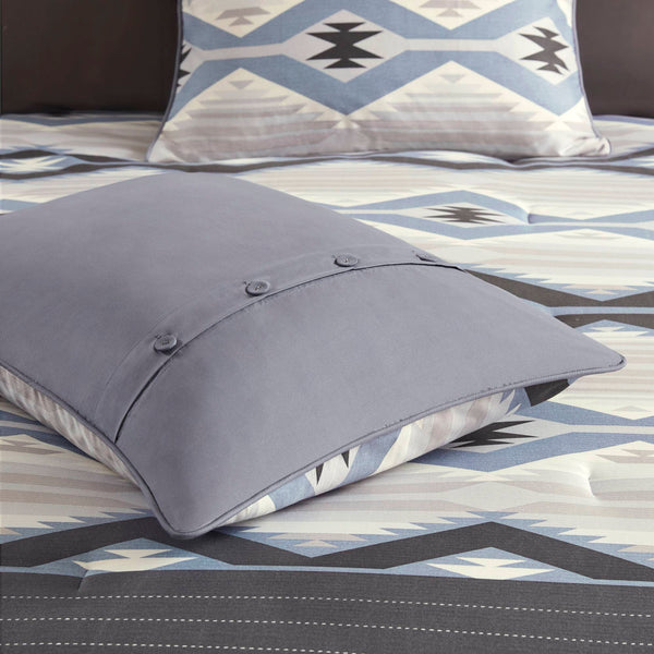 English Elm 8-piece Queen Comforter Set Geometric Lodge Style Polyester Fill Bedroom Bedding B035P472705