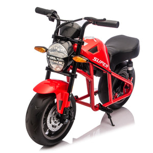 English Elm 24v300w Kids Electric Muscle Motorcycle with Dual Suspension Wide Eva Tires and Twist Throttle Red W1578P382503