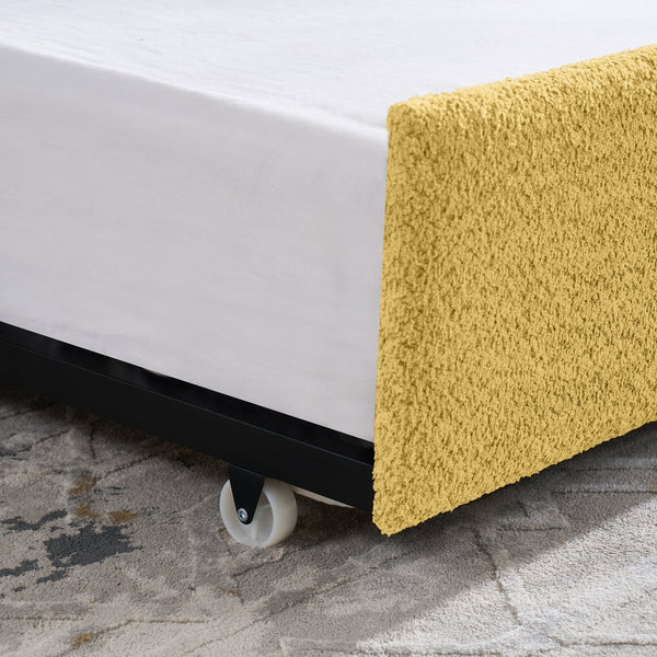 English Elm Full Size Boucle Daybed with Pop up Trundle Tufted Upholstered Sofa Sleeping Yellow W1413S00177