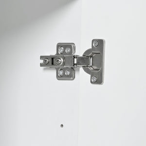 English Elm Creative Carved 4-Door Sideboard with Push-to-Open Design, MDF & Solid Wood Buffet Cabinet White W2696P279975