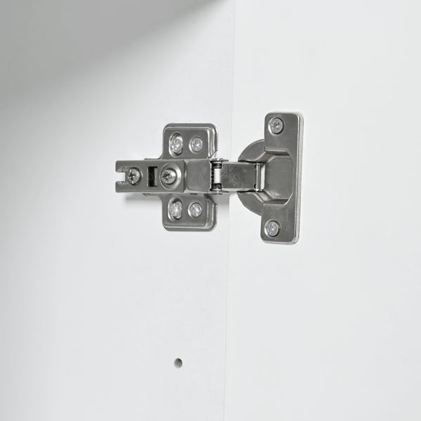 English Elm Creative Carved 4-Door Sideboard with Push-to-Open Design, MDF & Solid Wood Buffet Cabinet White W2696P279975