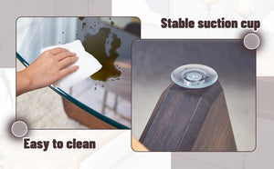 English Elm Round glass coffee table with tempered clear top, walnut MDF legs, adjustable anti-slip feet, modern centerpiece W1151P230572