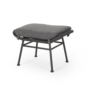 English Elm Christopher Knight Home® - Montana Faux Rattan Outdoor Ottoman Set of 2 with Water-Resistant Gray Cushions, Steel Frame Durable 65045.00GRY