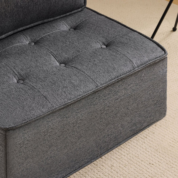 English Elm The dark gray modular linen sofa with solid wood frame — customizable, durable, Nordic style, perfect for small spaces W3612P395723