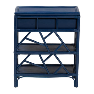 English Elm Natural Rattan Woven Geometric Nightstand with Drawer Open Shelves Coastal Bedroom B2750P467860