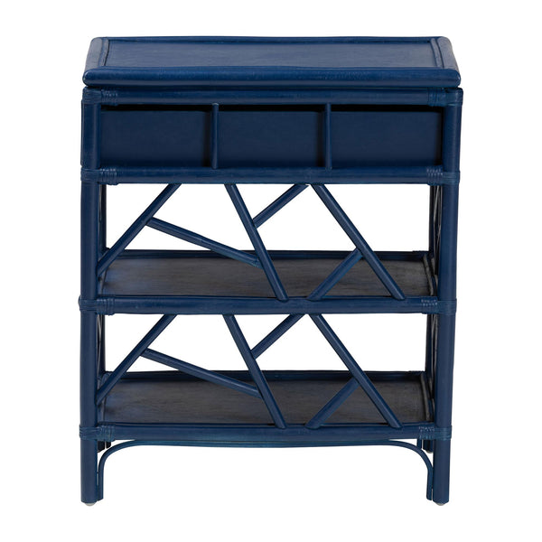 English Elm Natural Rattan Woven Geometric Nightstand with Drawer Open Shelves Coastal Bedroom B2750P467860