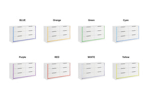 English Elm Contemporary White Lacquer Six Drawer Dresser with Led Lighting Glam Bedroom Storage B011P458600